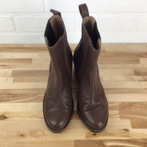 UGG maroon brown leather ankle boots chunky heeled booties rodeo southwestern 6 - Picture 5 of 15